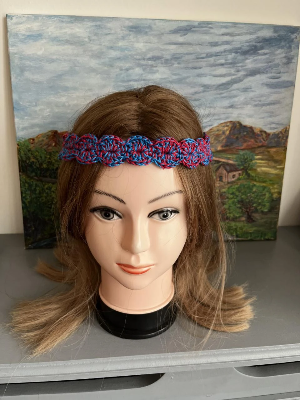 Bandeau Serre tête Headband Stirnband Hoofdband Venda 1m10 Coton Rouge Bleu tuqu – photo 3